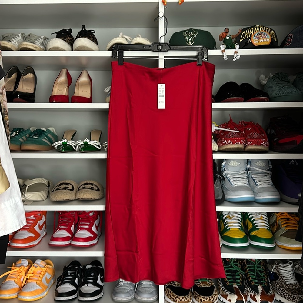 J. Crew Satin midi skirt